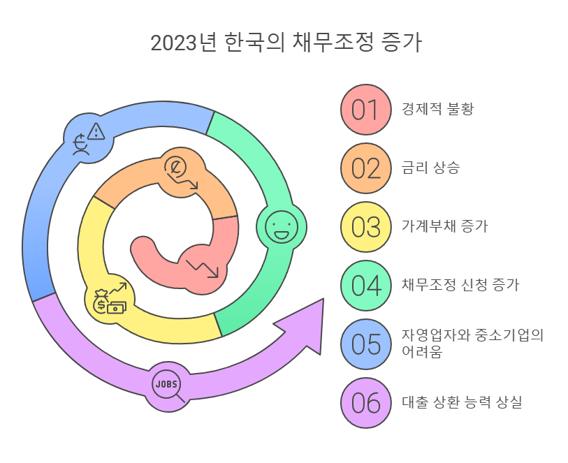 2023년 한국의 채무조정 증가