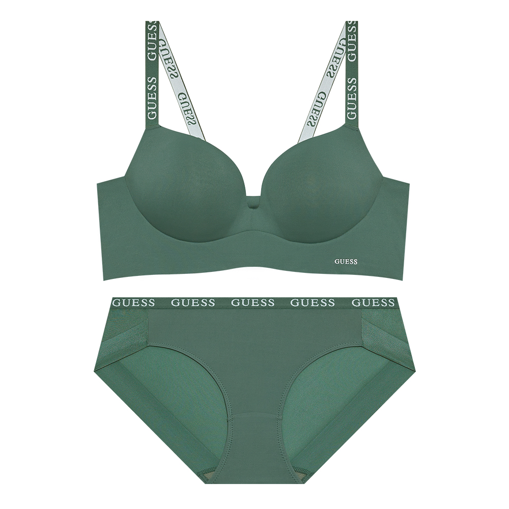 게스언더웨어 글램 카키 스포츠 브라 팬티 세트