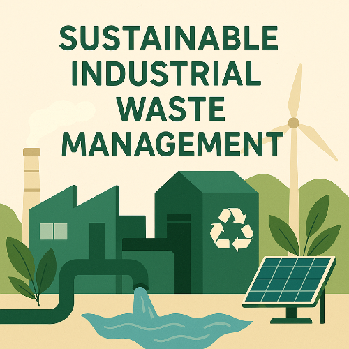 산업 폐기물 관리의 중요성을 주제로 한 디지털 일러스트