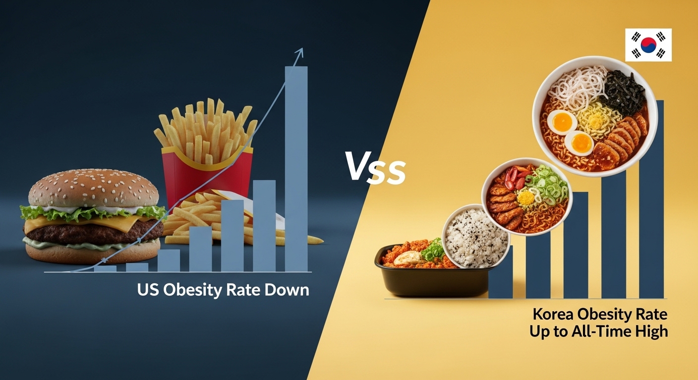 충격 통계! 미국은 줄고, 한국 비만율이 사상 최고인 진짜 이유 3가지