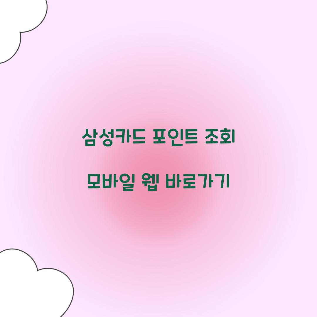 삼성카드 포인트 조회 모바일 웹 바로가기