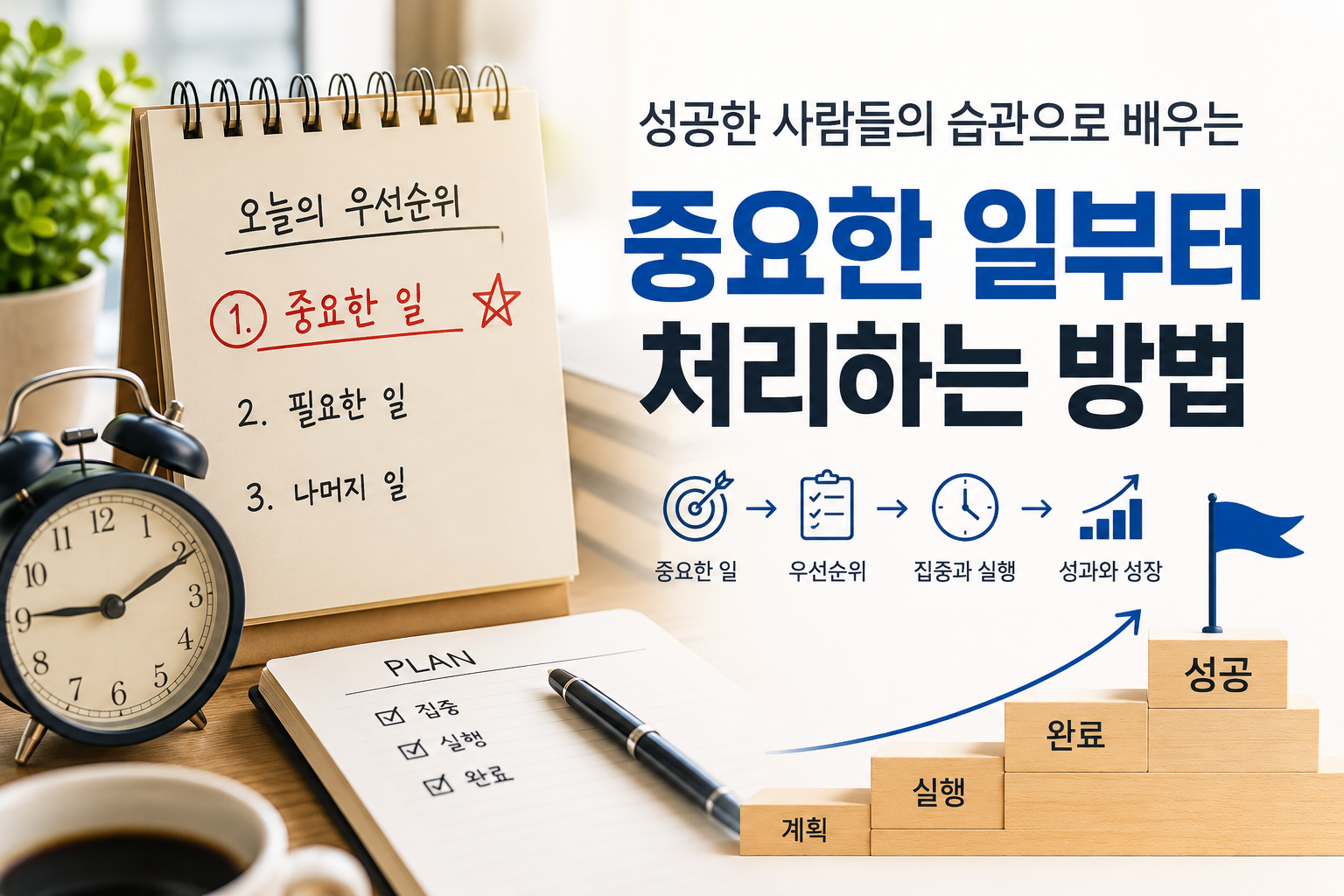 성공한 사람들의 습관으로 배우는 중요한 일부터 처리하는 방법
