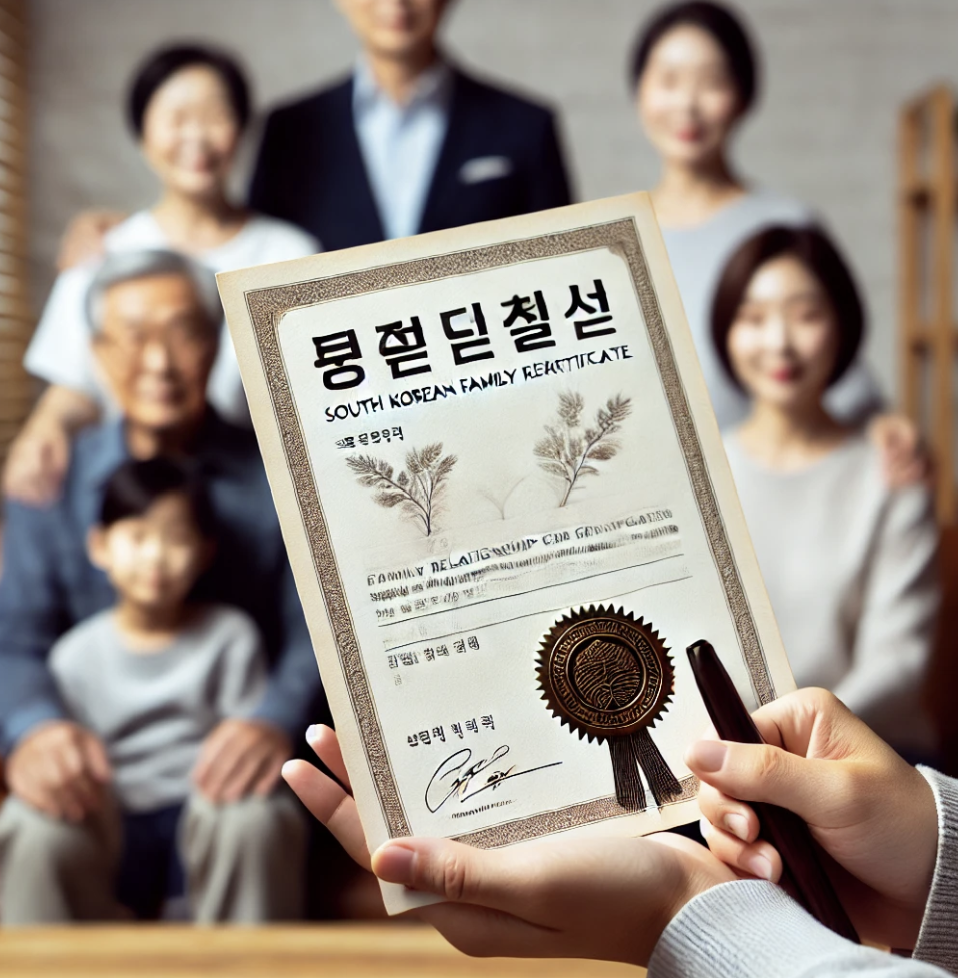 상속 절차를 위한 가족관계증명서를 확인하는 장면