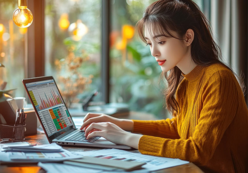 가계 예산표를 점검하며 현금흐름을 계획하는 사람의 모습