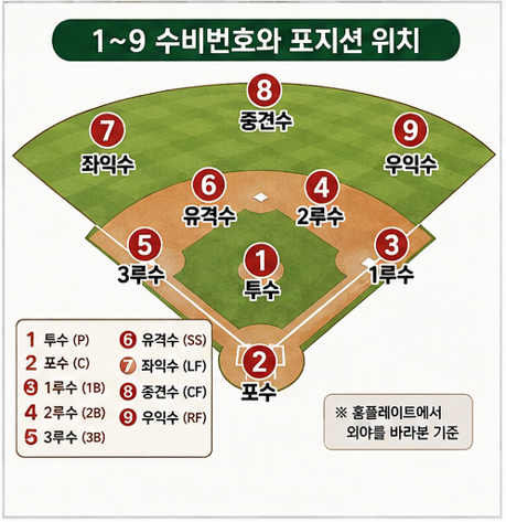 1~9 수비번호와 포지션 위치