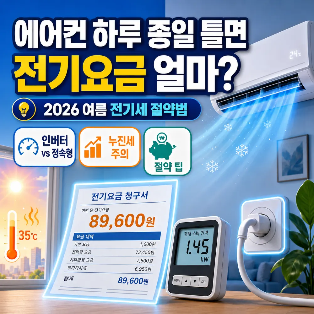 에어컨 하루 전기요금 얼마?라는 글과 함께 썸네일