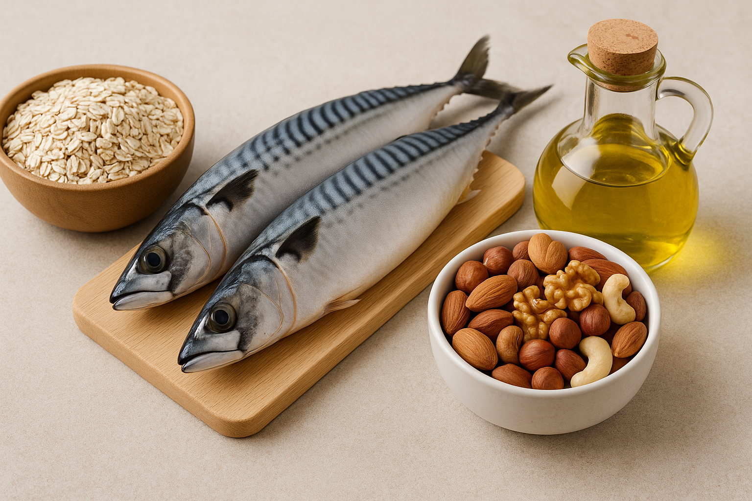 귀리 고등어 견과류 올리브 오일