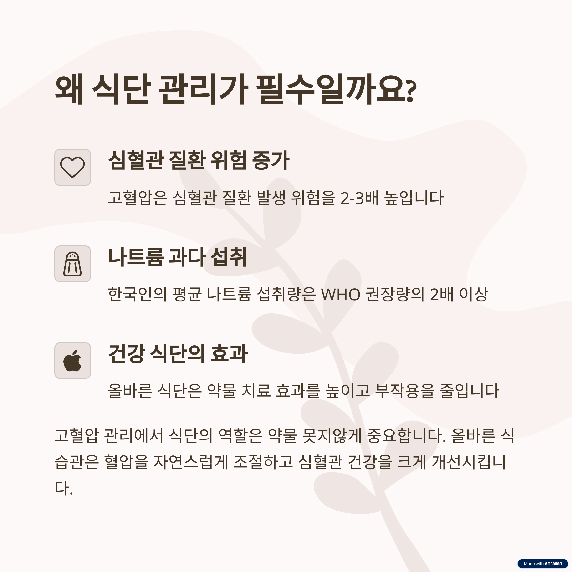 고혈압과 식단의 중요성