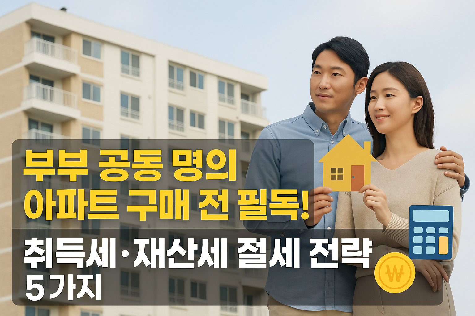 부부 공동 명의 아파트 구매 전 필독! 취득세&middot;재산세 절세 전략 5가지