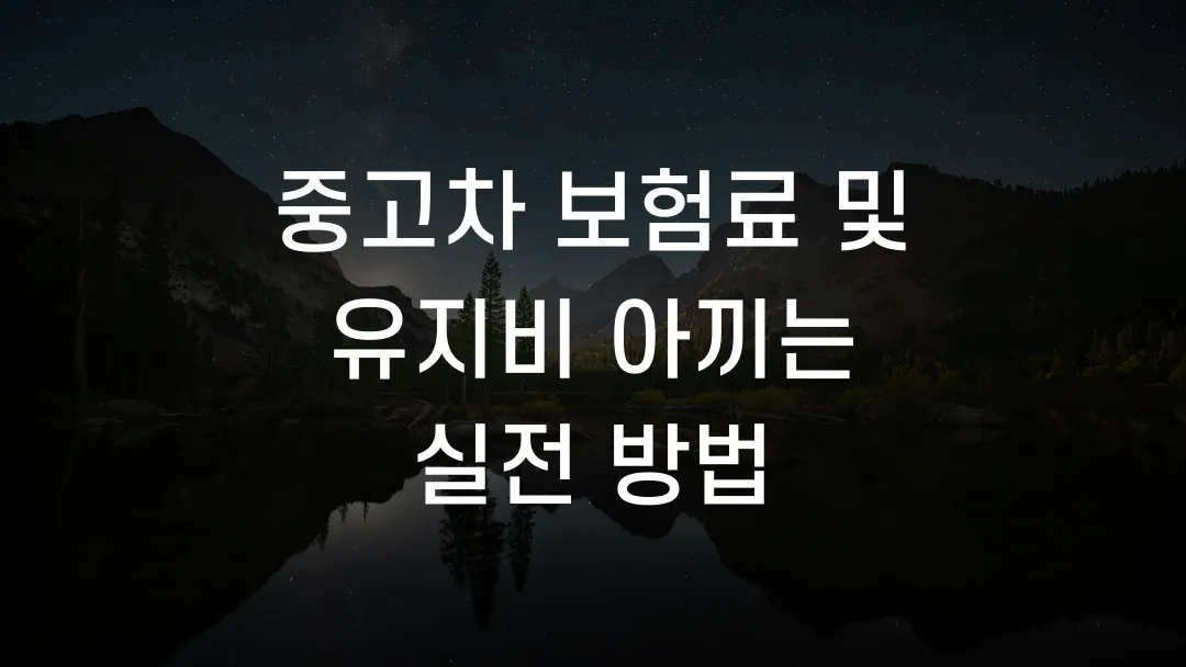 중고차 보험료 및 유지비 아끼는 실전 방법