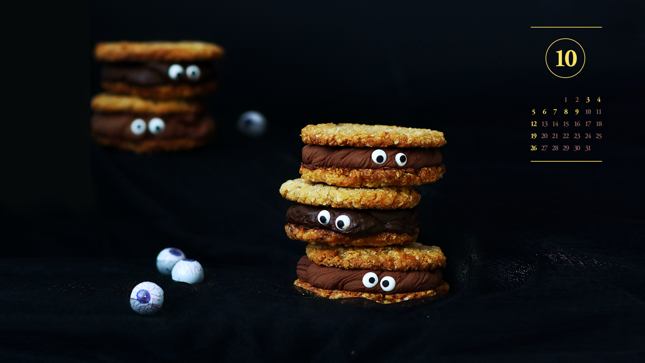 08 할로윈 쿠키 다크 A - 2025년10월 노트북배경화면