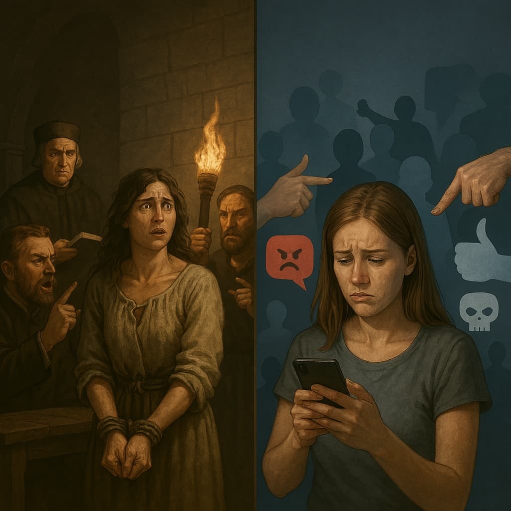 중세 유럽의 마녀재판과 현대 SNS의 마녀사냥 모습