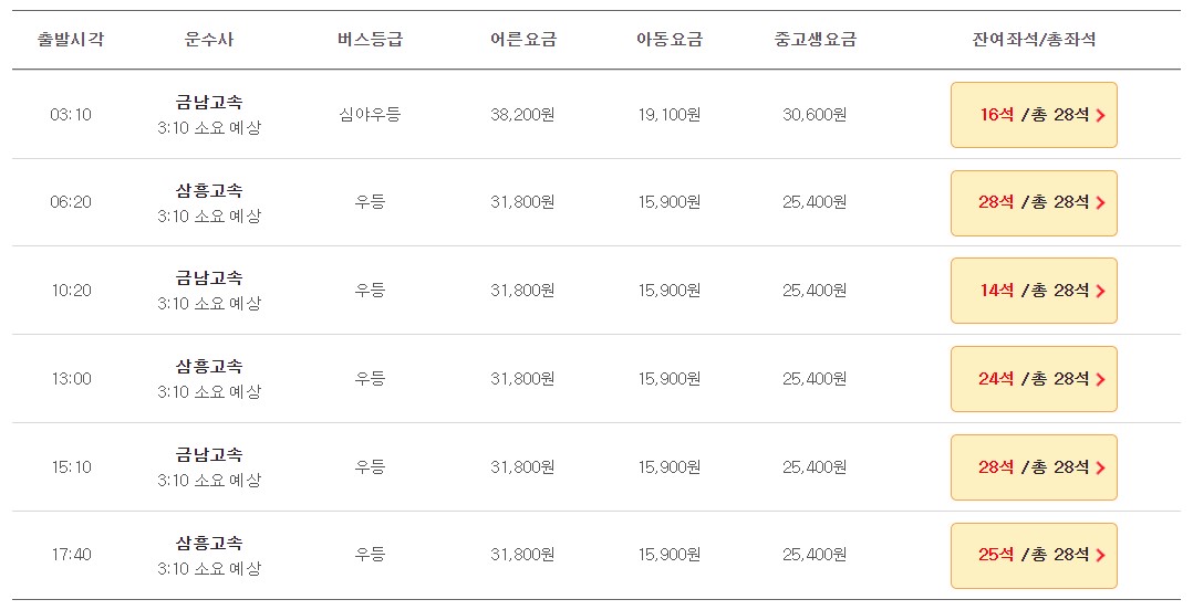 논산 인천공항 리무진 버스 시간표 요금 예약 방법