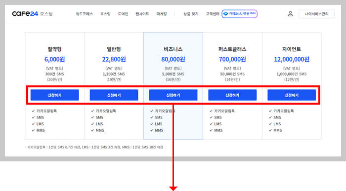 카페 24문자 충전비용
