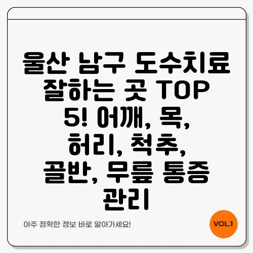울산 남구 도수치료 잘하는 곳 TOP 5! 어깨, 목, 허리, 척추, 골반, 무릎 통증 관리