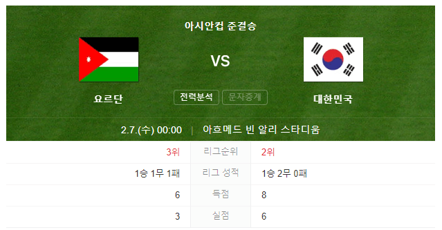 대한민국 요르단 축구 중계