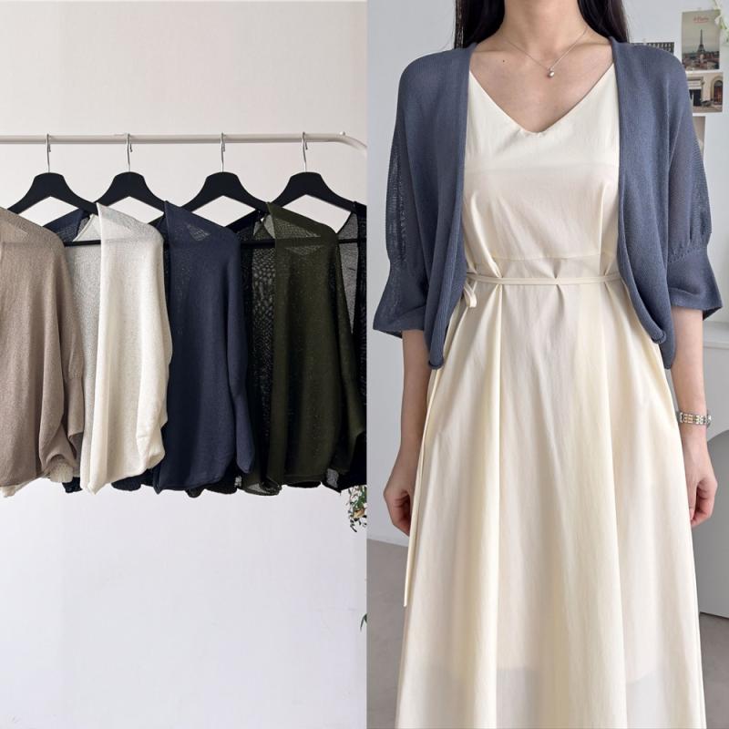 크롭 시스루 7부 니트 여름 볼레로 가디건