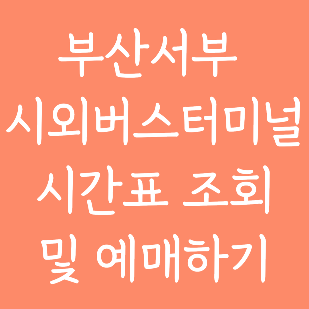 부산서부 시외버스터미널 시간표조회 및 예매하기