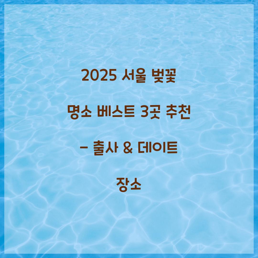 서울 벚꽃 명소