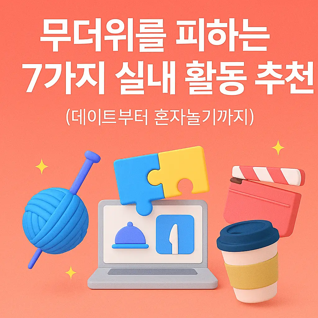 무더위를 피하는 실내 활동 이미지