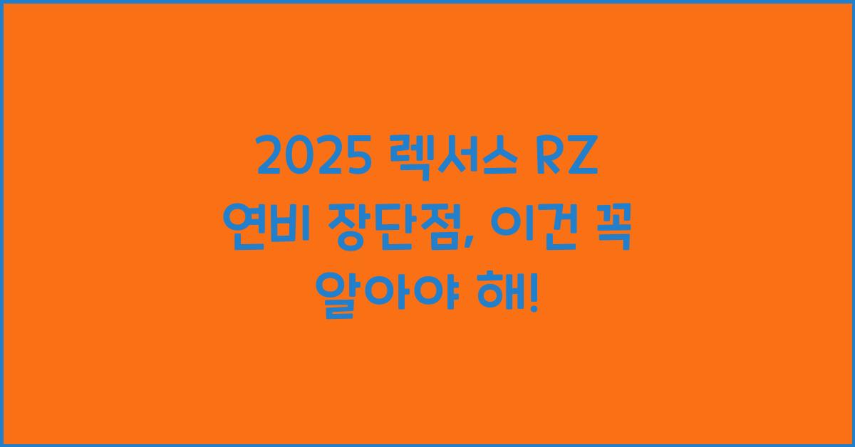 2025 렉서스 RZ 연비 장단점