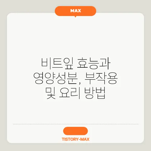 비트잎 효능과 영양성분, 부작용 및 요리 방법
