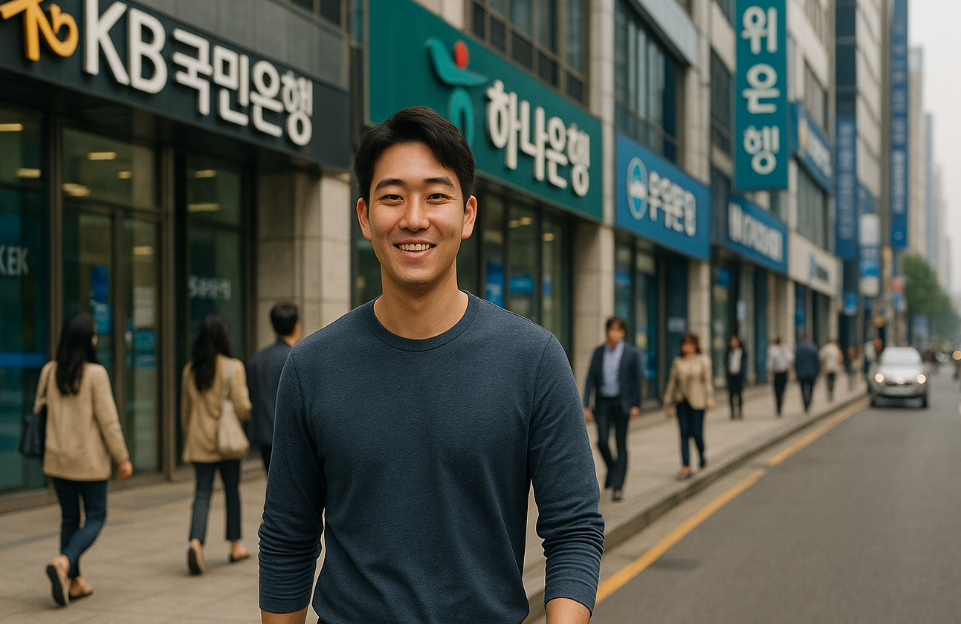 소액 대출을 받고 즐거워하는 청년 모습