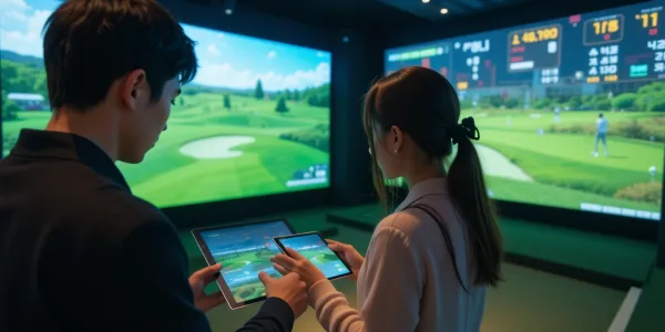 스크린골프 가격을 확인하는 커플