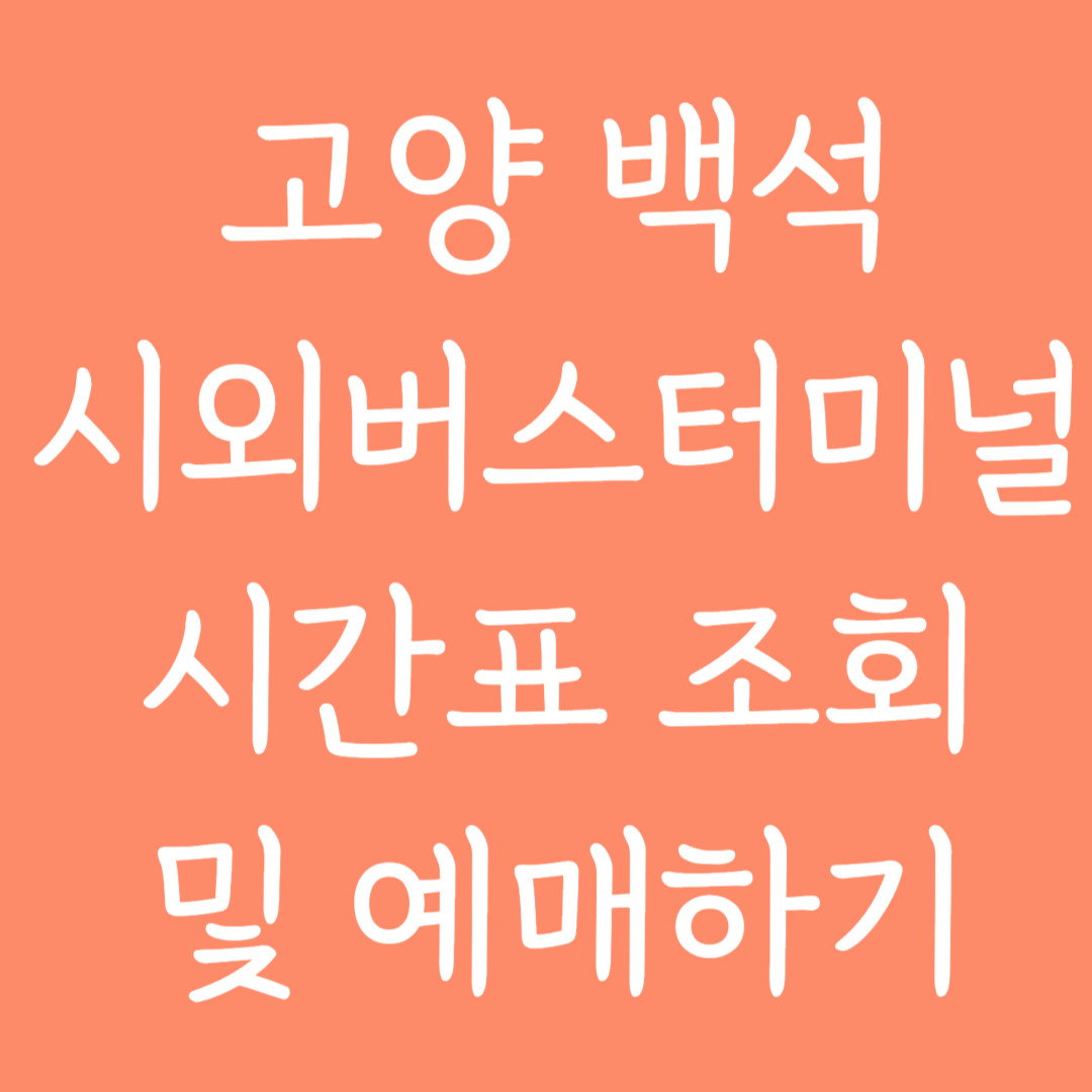 고양 백석 시외버스터미널 시간표조회 및 예매하기
