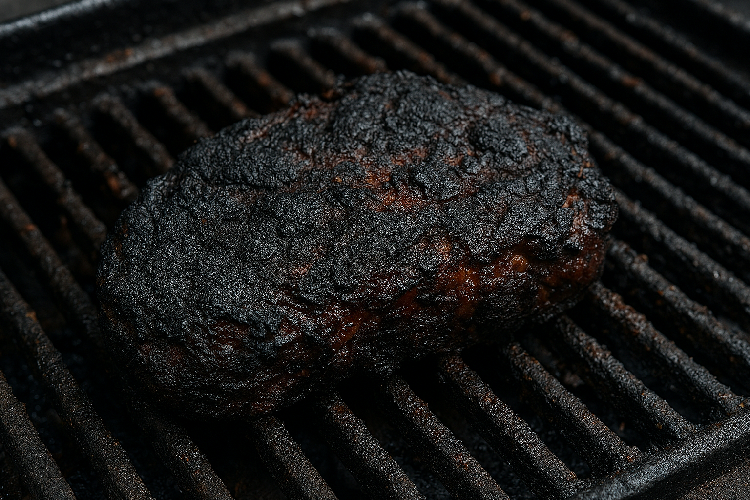 고온 조리로 탄화된 음식 표면 상태 이미지