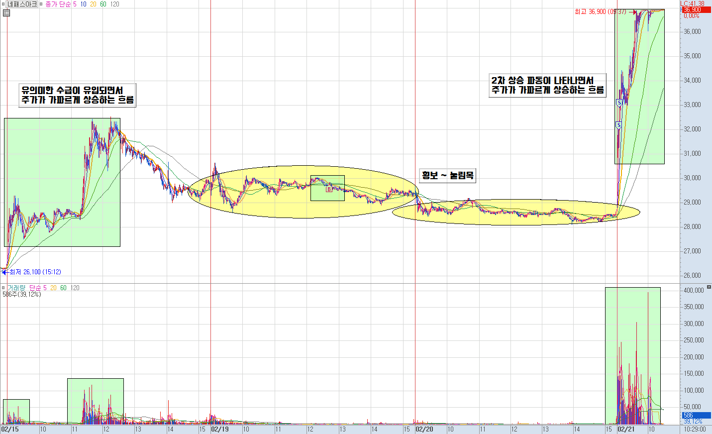 네패스아크 분봉 차트