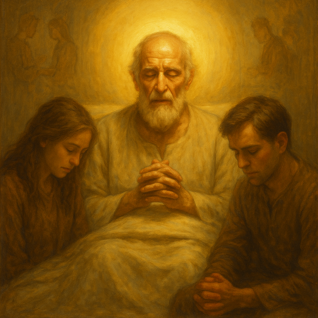 창 49:33 말씀을 보며&amp;#44; 야곱이 마지막에 자녀들에게 유언하며 예언하고 축복한 후 마지막 숨을 쉬며 죽은 것을 보며&amp;#44; 저도 마지막 때에 무엇을 할지&amp;#44; 무슨 말을 할지 등을 생각하며&amp;#44; 끝을 생각하는 시간을 갖는 모습입니다.