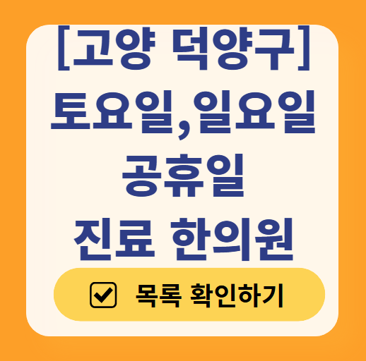 고양 덕양구 주말 진료 한의원 총정리! 일요일&middot;토요일 운영하는 곳 목록
