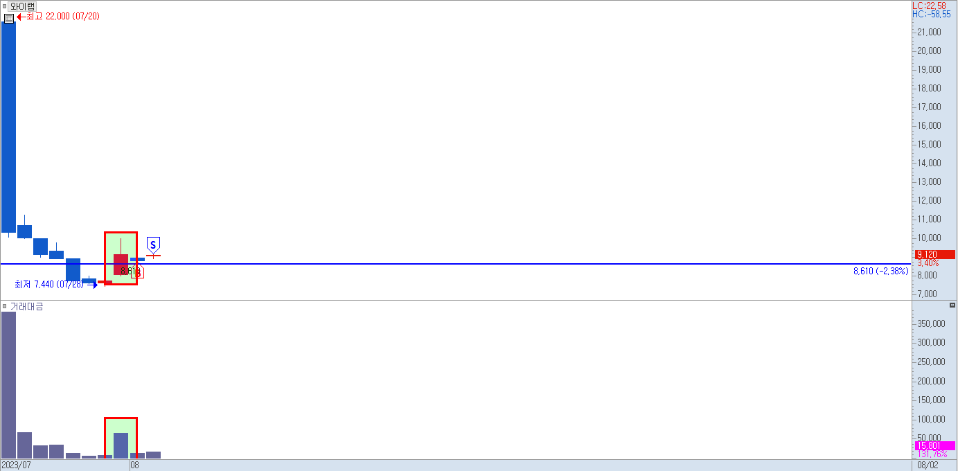 와이랩 일봉 차트