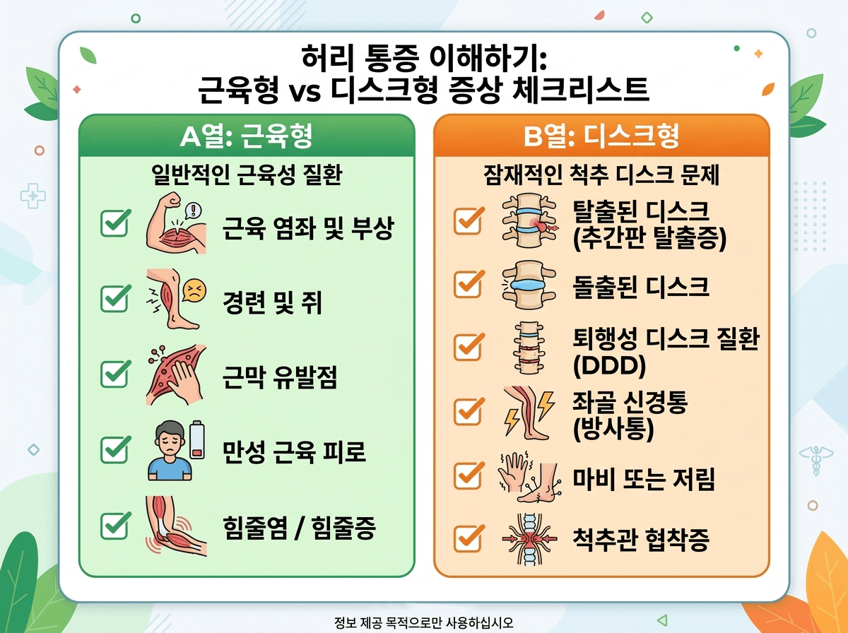 동작별 통증 반응 체크리스트를 시각화한 일러스트