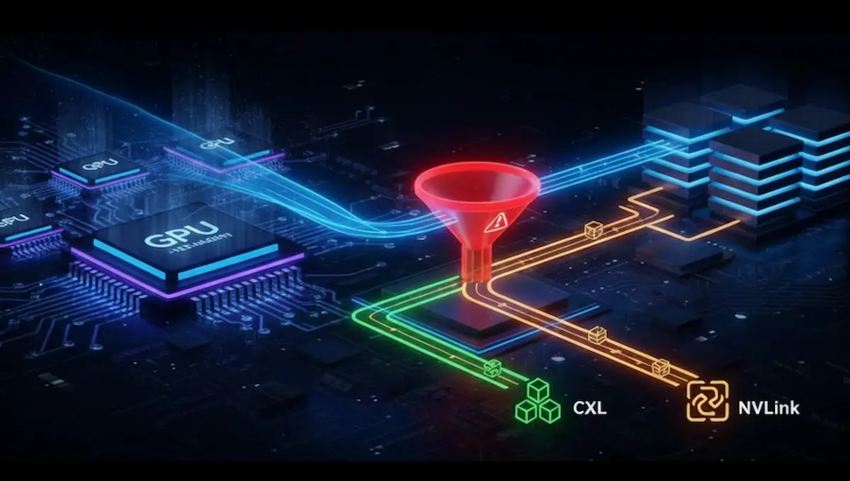 GPU의 연산 능력 대비 데이터 전송 속도 및 메모리 용량이 부족하여 발생하는 AI 반도체 병목 현상 다이어그램