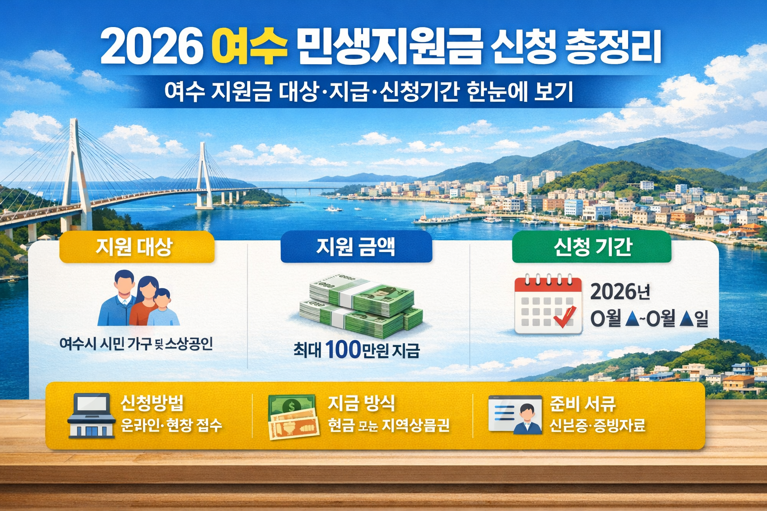 2026 여수 민생지원금 신청 총정리 여수 지원금 대상&middot;지급&middot;신청기간 한눈에 보기
