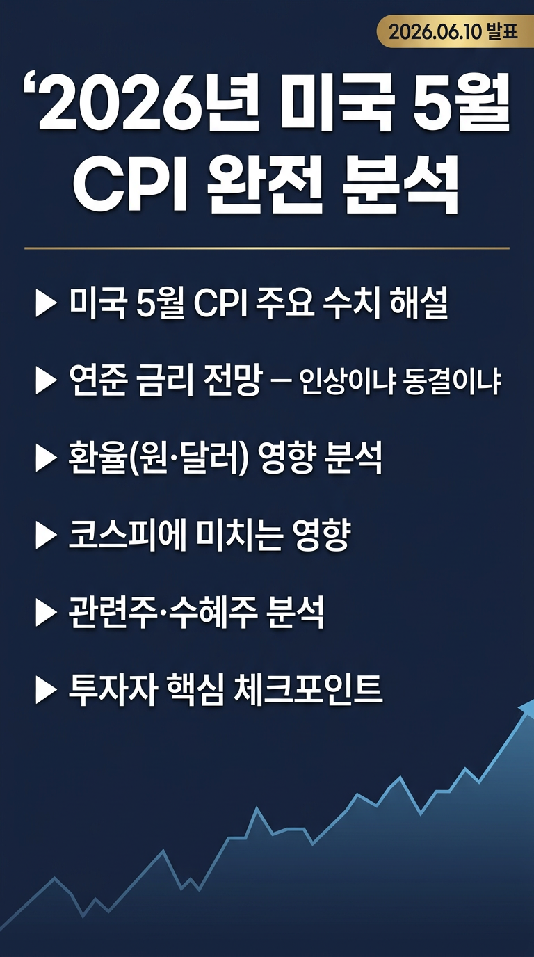 미국 5월 CPI 발표 내용, 금리 전망, 환율 및 코스피 영향, 관련주, 수혜주 분석