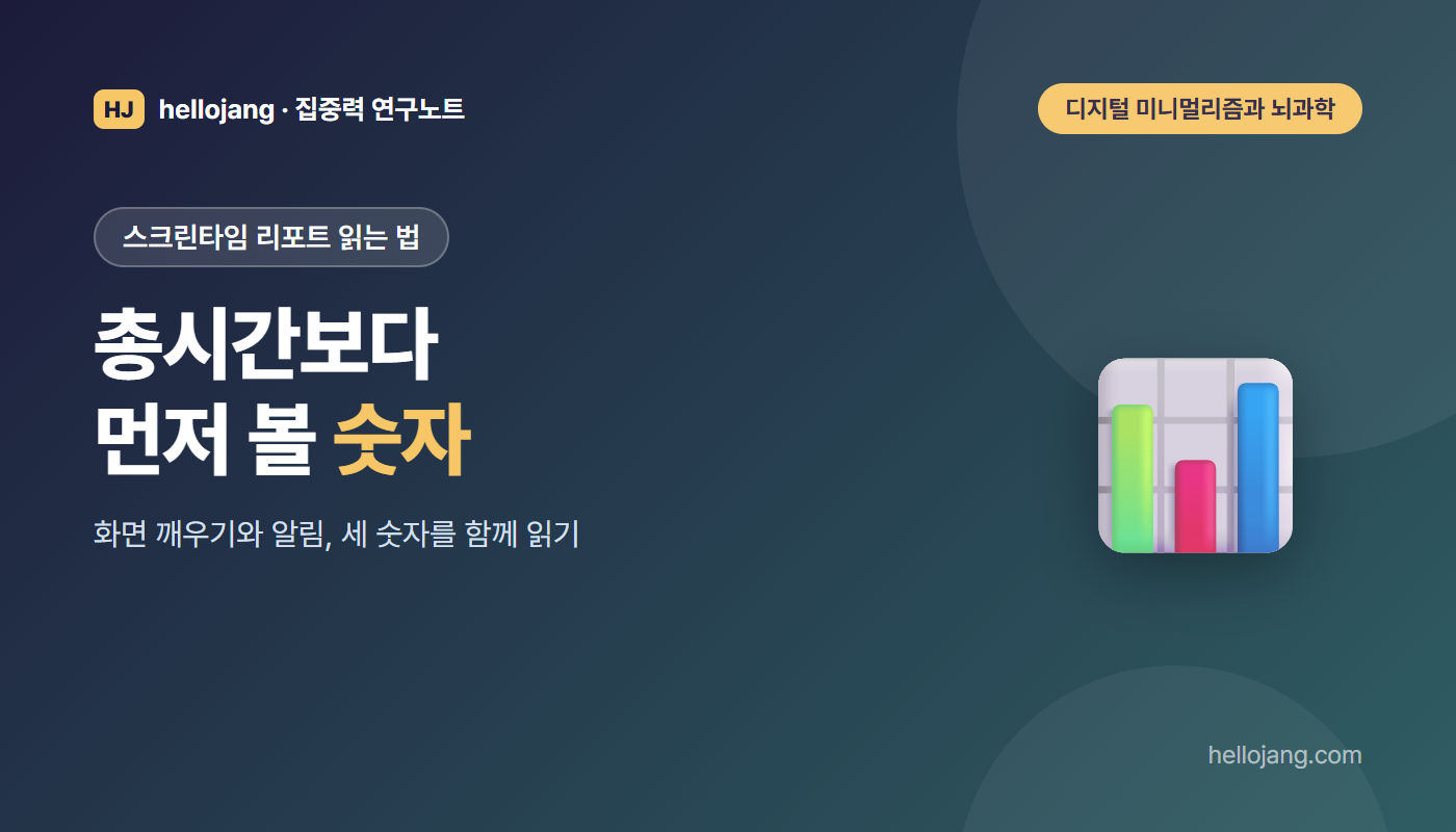 스마트폰 스크린타임 리포트에서 총시간보다 먼저 봐야 할 화면 깨우기와 알림 숫자를 읽는 법을 다루는 글의 표지 그림