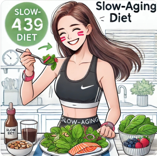 운동후 먹는 저속노화식단을 먹는 모습을 표현한 이미지