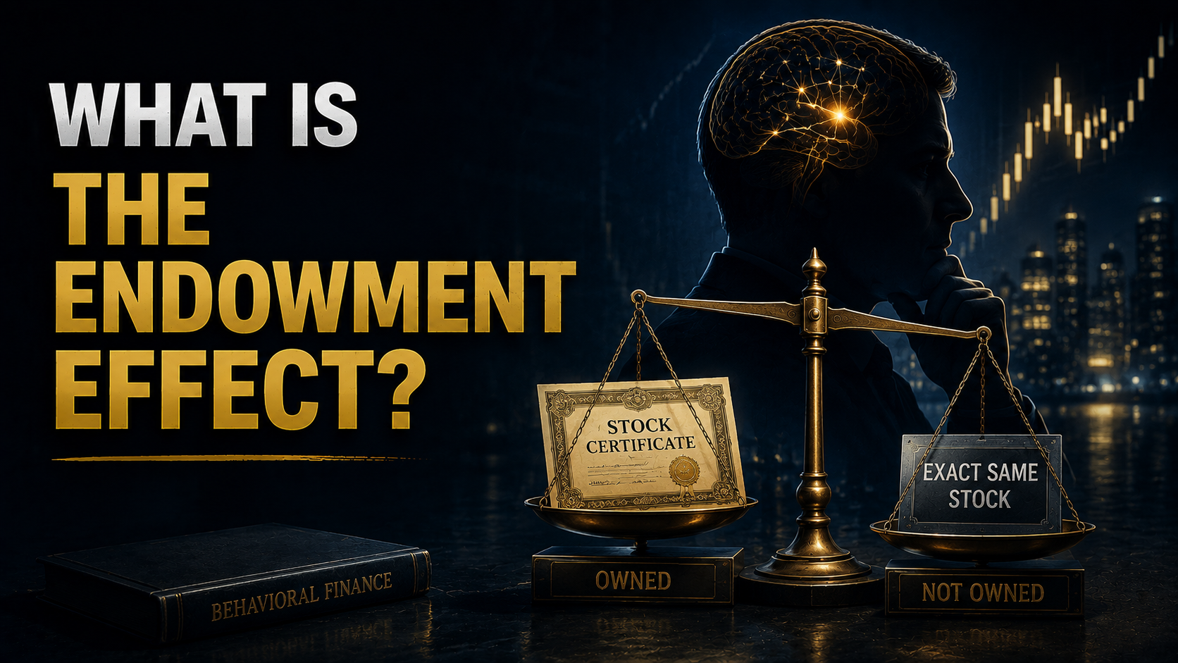 Behavioral finance illustration introducing the Endowment Effect and how ownership changes an investor's perception of value.