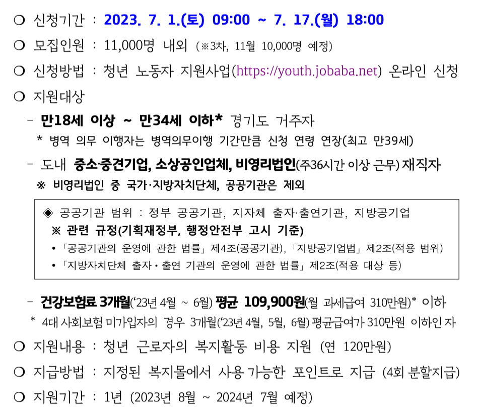 복지포인트 지원대상과 지원자격을 확인해주세요