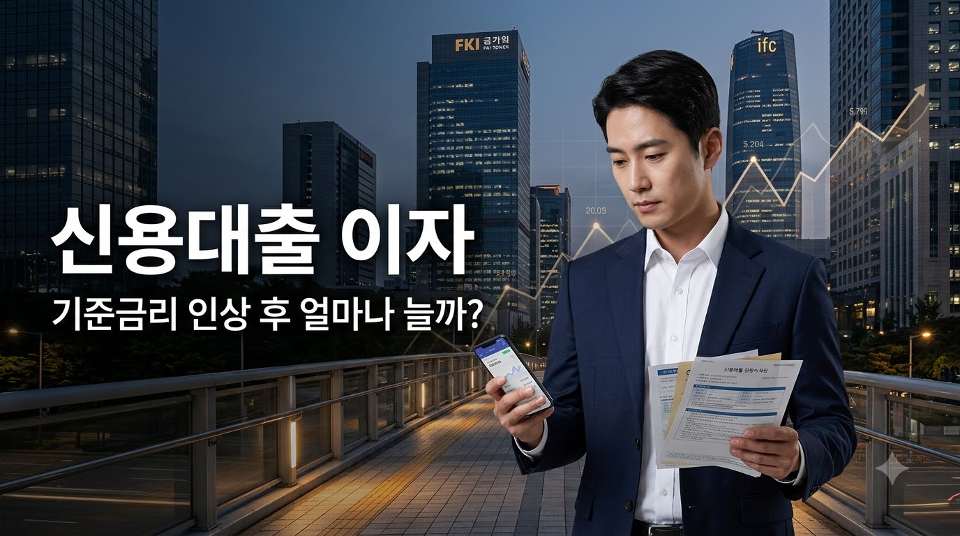 기준금리 인상으로 신용대출 이자 부담을 계산하는 직장인