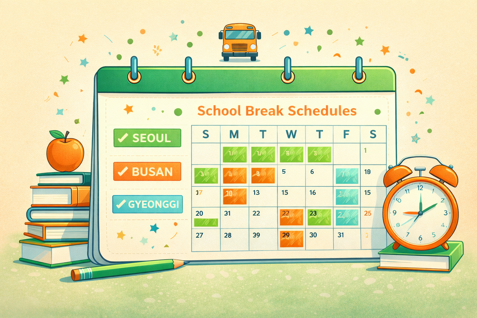 지역별로 다른 2025년 초등학교 겨울방학 일정을 나타내는 달력 이미지
