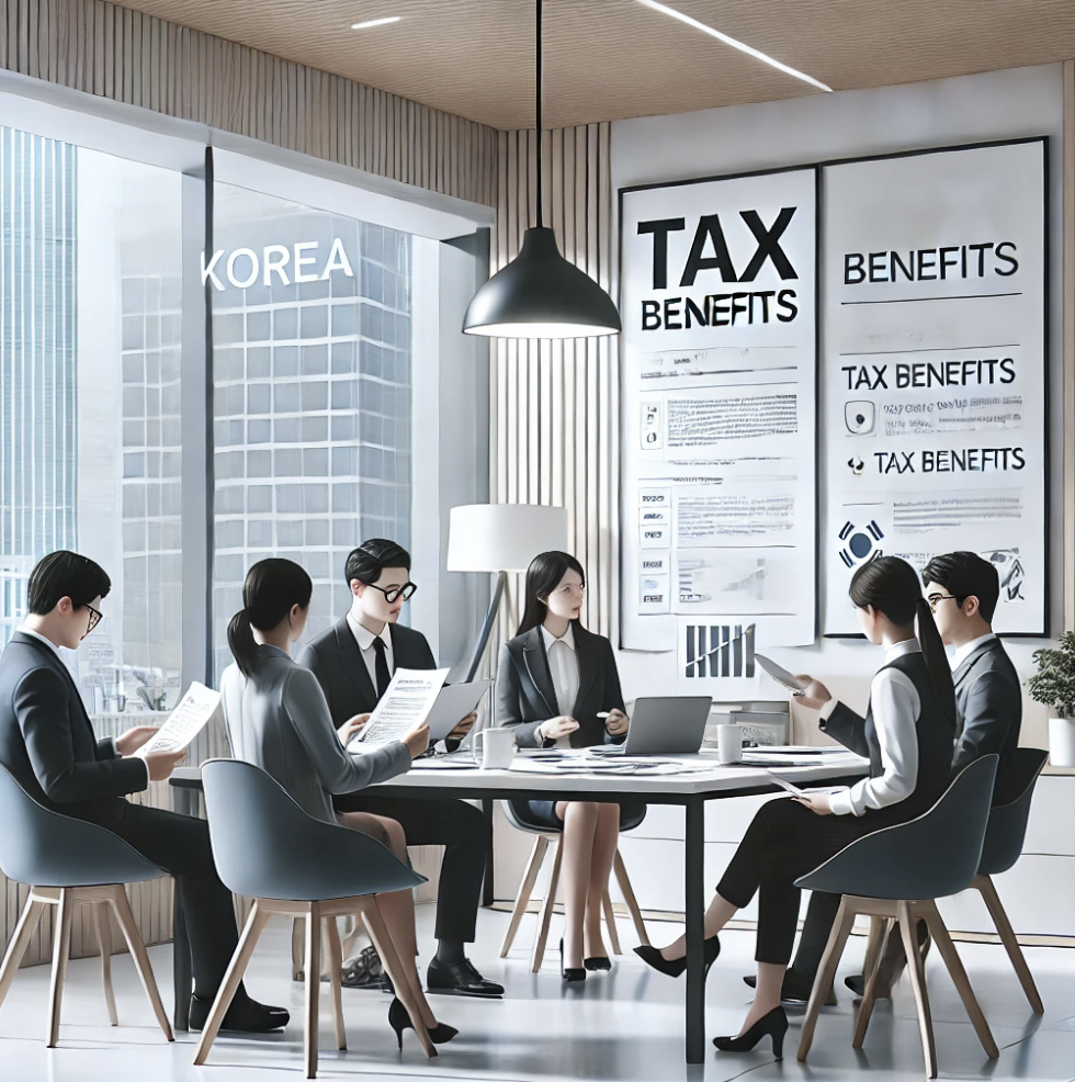 금융문서를 보며 세금혜택에 대해 논의하는 장면