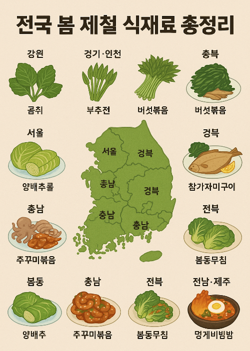 전국 봄 제철 식재료 총정리 (지역특산물, 제철채소, 지역별 레시피) 관련 사진
