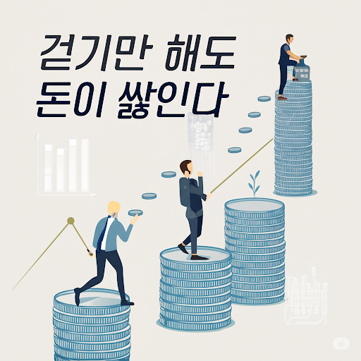 걷기만 해도 돈이 쌓이는 모습 이미지