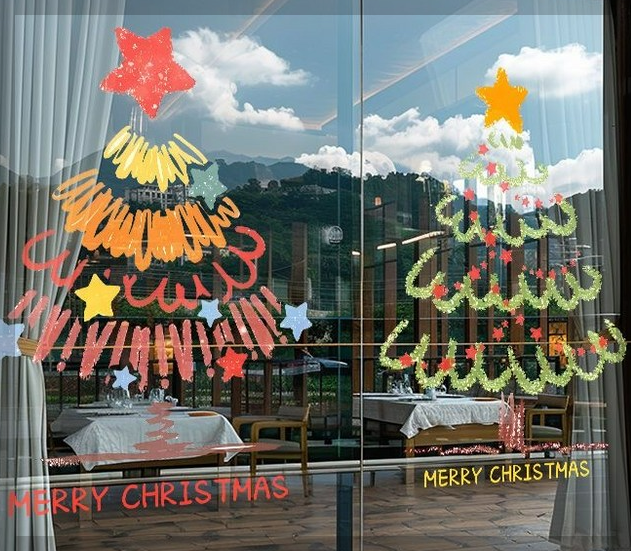 최화정 크리스마스 트리 스티커 창문 정전기 시트지