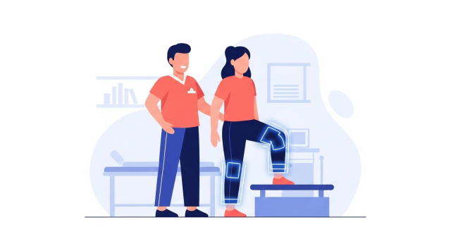 재활운동으로 다리 근력 강화 장면