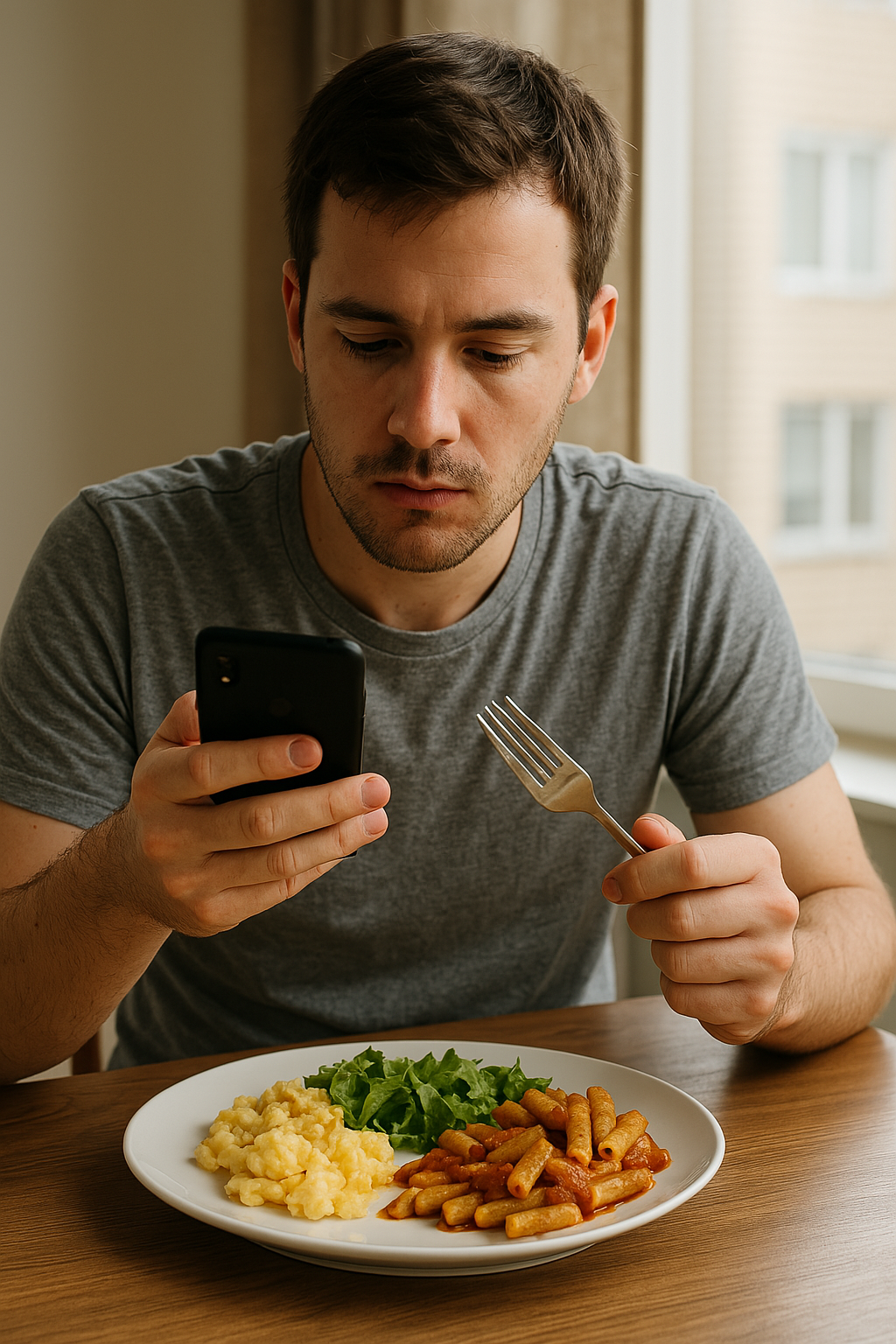 건강을 해치는 식습관 - 식사 중 스마트폰 보기